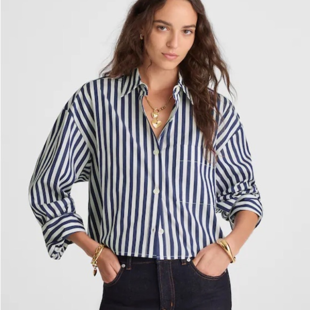 Madewell Blue and White Striped Button Down Shirt